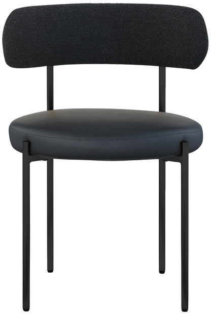 Maui Black Vegan Leather and Boucle Fabric Dining Chair