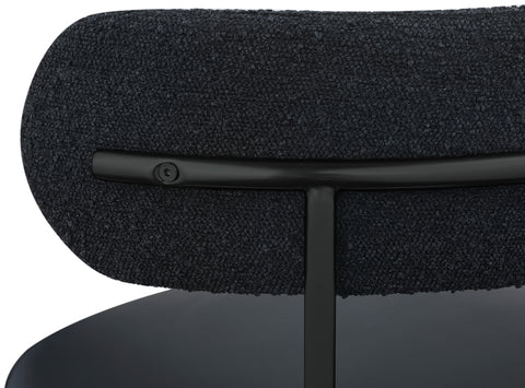 Cylinder Black Faux Leather and Boucle Fabric Dining Chair C