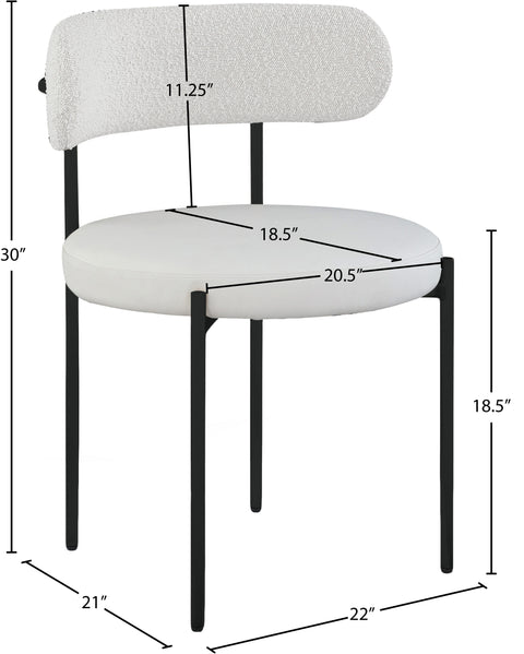 Cylinder Cream Faux Leather and Boucle Fabric Dining Chair C