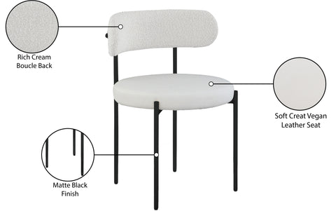 Maui Cream Vegan Leather and Boucle Fabric Dining Chair