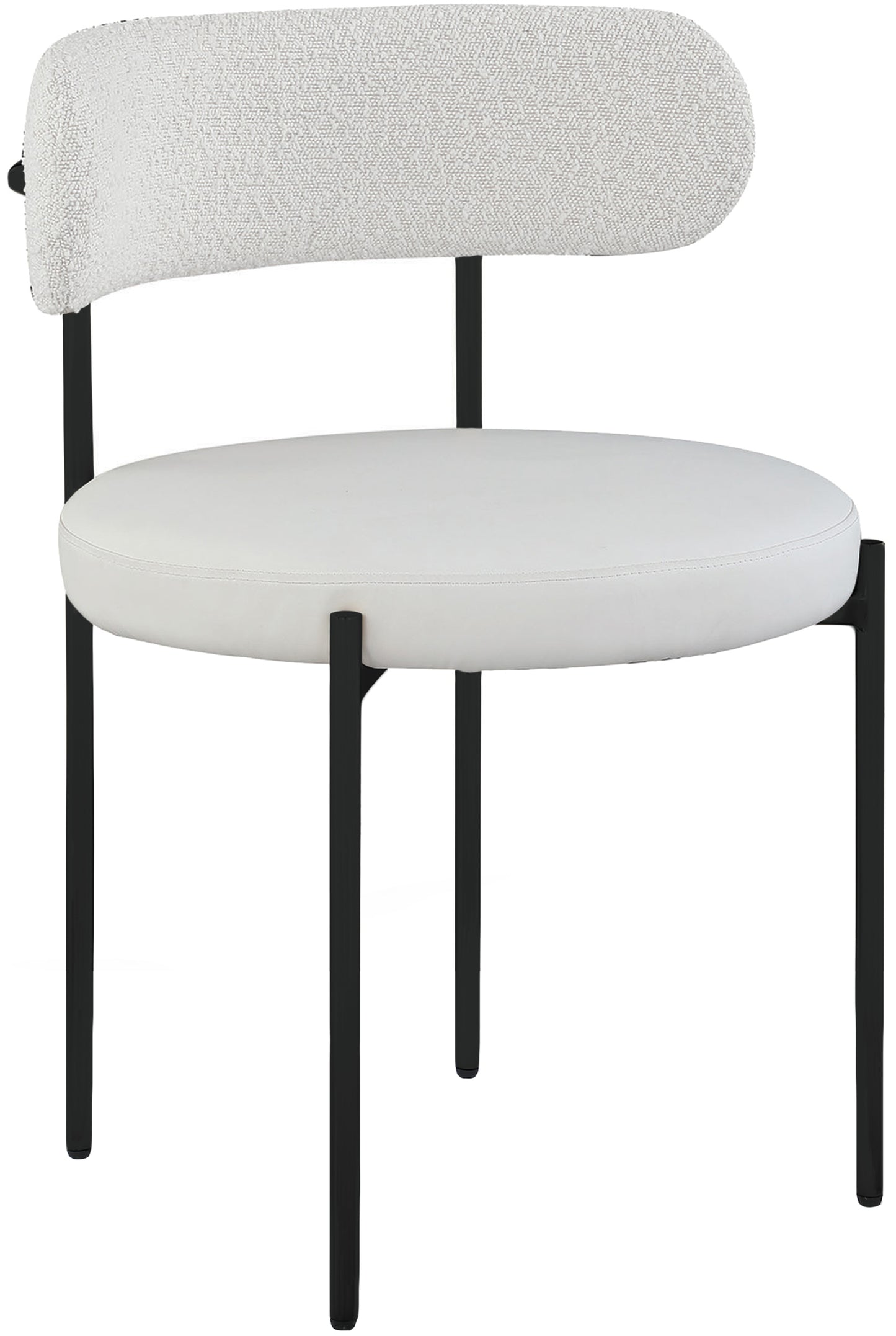 maui cream vegan leather and boucle fabric dining chair