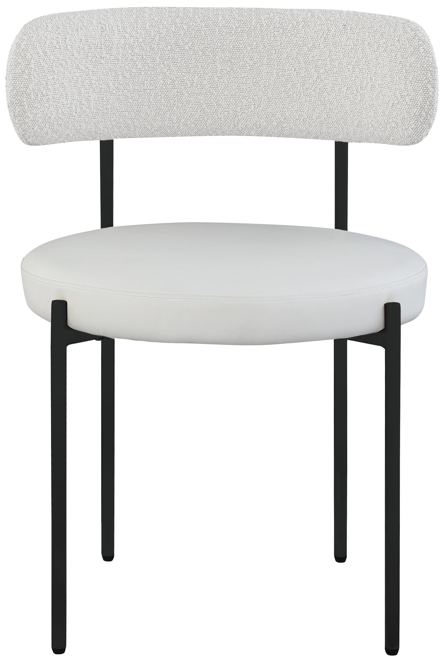 maui cream vegan leather and boucle fabric dining chair