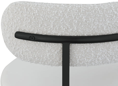 Cylinder Cream Faux Leather and Boucle Fabric Dining Chair C
