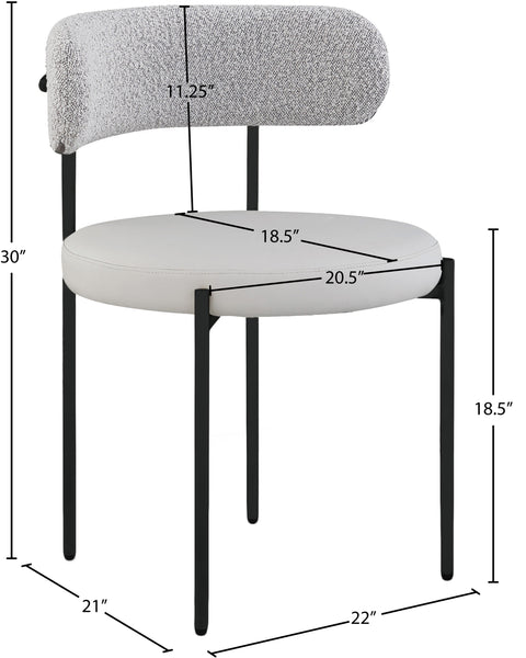 Cylinder Taupe Faux Leather and Boucle Fabric Dining Chair C