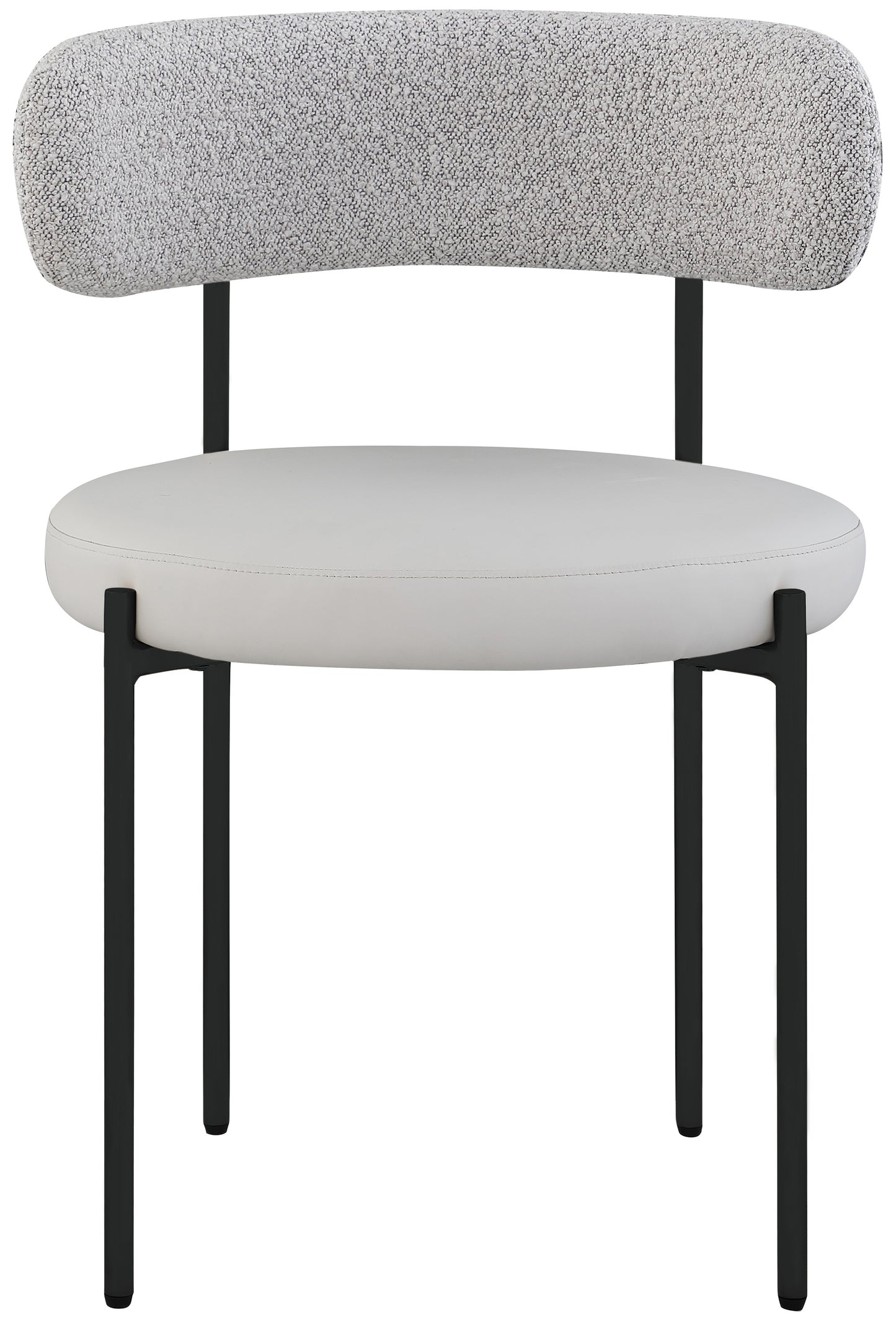 maui taupe vegan leather and boucle fabric dining chair