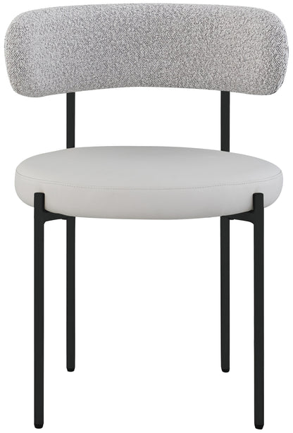 Maui Taupe Vegan Leather and Boucle Fabric Dining Chair