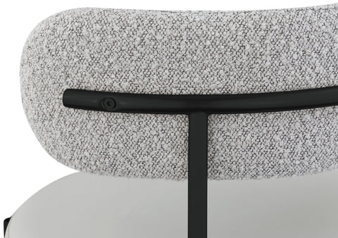 Cylinder Taupe Faux Leather and Boucle Fabric Dining Chair C