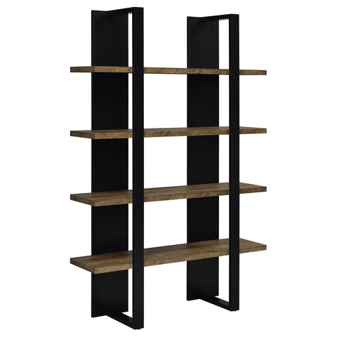 Knox 71-inch 4-shelf Bookshelf Black and Aged WalnutBlack