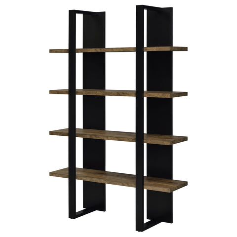 Knox 71-inch 4-shelf Bookshelf Black and Aged WalnutBlack