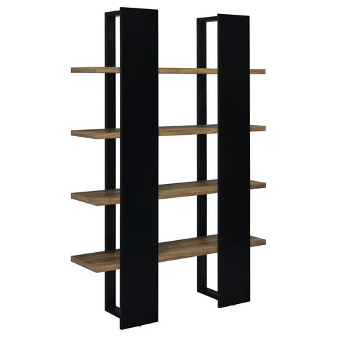 Knox 71-inch 4-shelf Bookshelf Black and Aged WalnutBlack