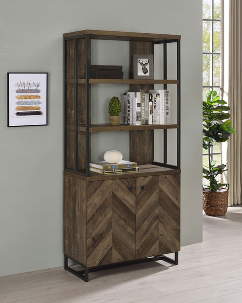 Troy 71-inch 2-door Storage Bookshelf Rustic OakRustic Oak
