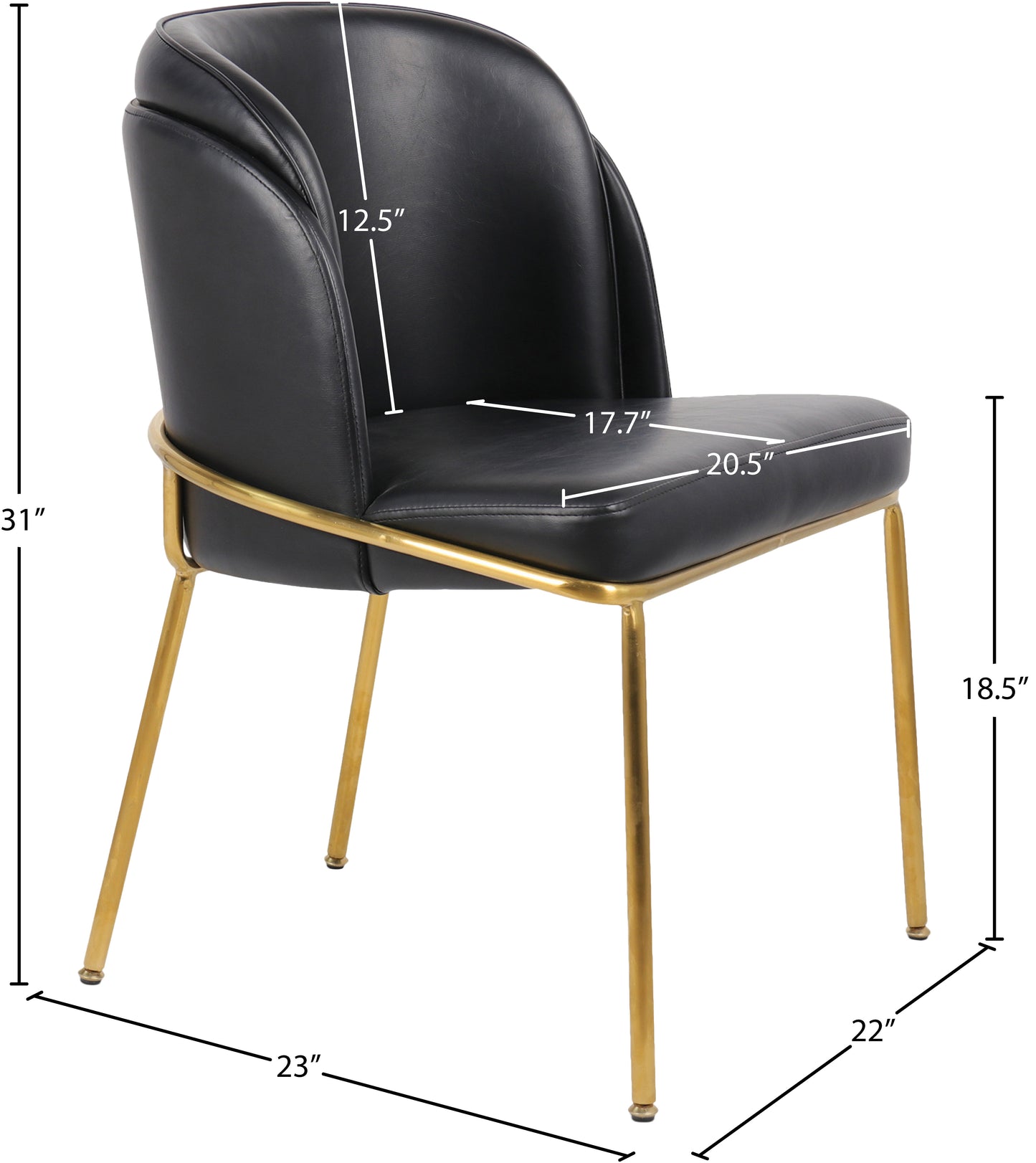 reflection black faux leather dining chair c