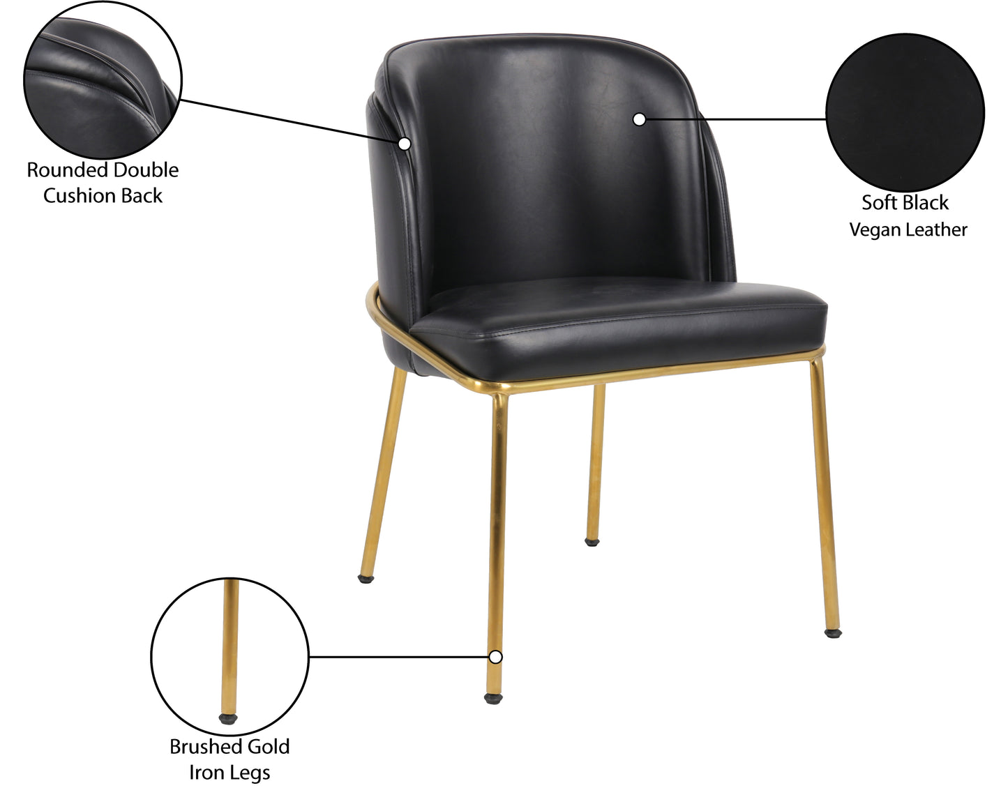 kaya black vegan leather dining chair