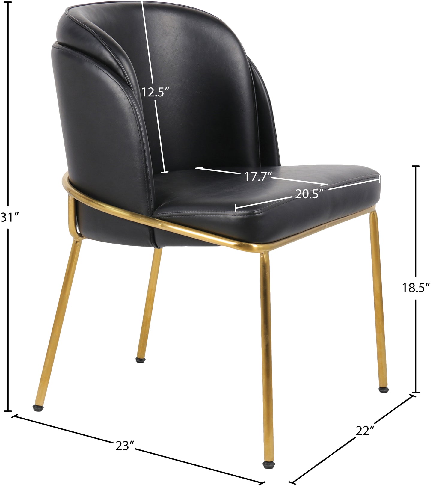 kaya black vegan leather dining chair