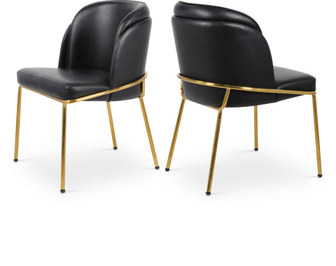 Urban Black Vegan Leather Upholstered Dining Chair, 2-Piece