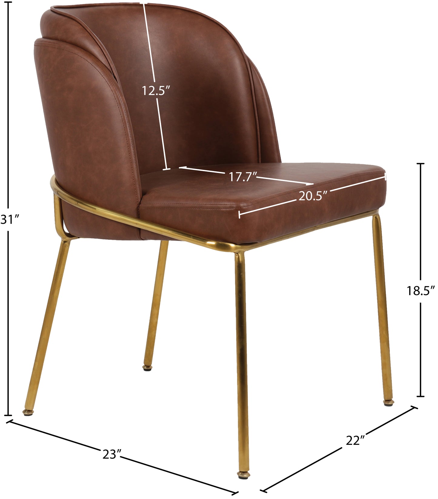 reflection brown faux leather dining chair c