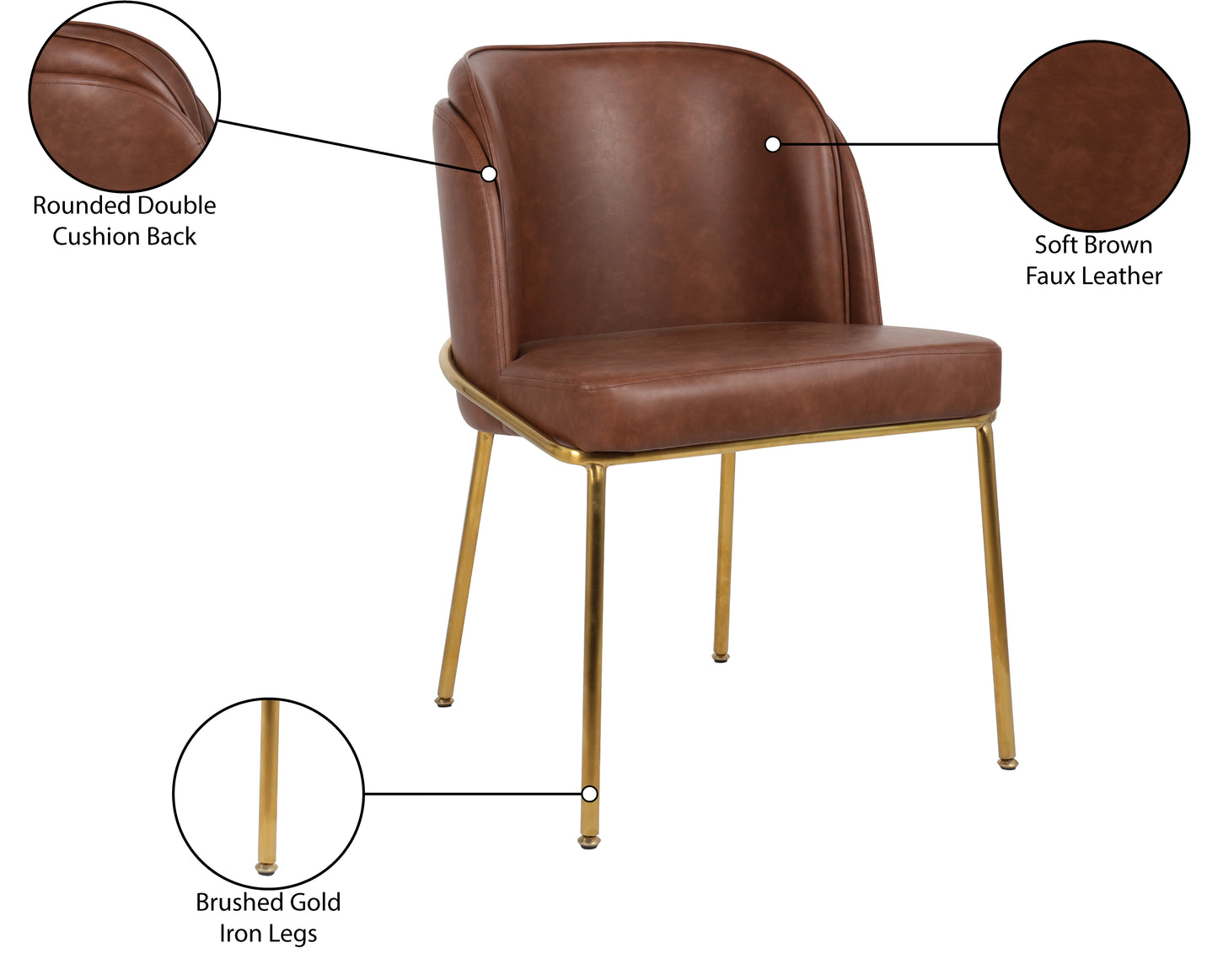 reflection brown faux leather dining chair c