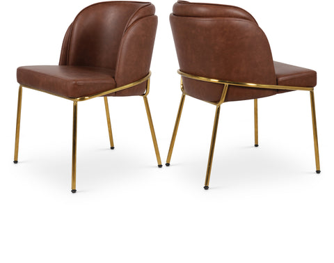 Urban Brown Vegan Leather Upholstered Dining Chair, 2-Piece