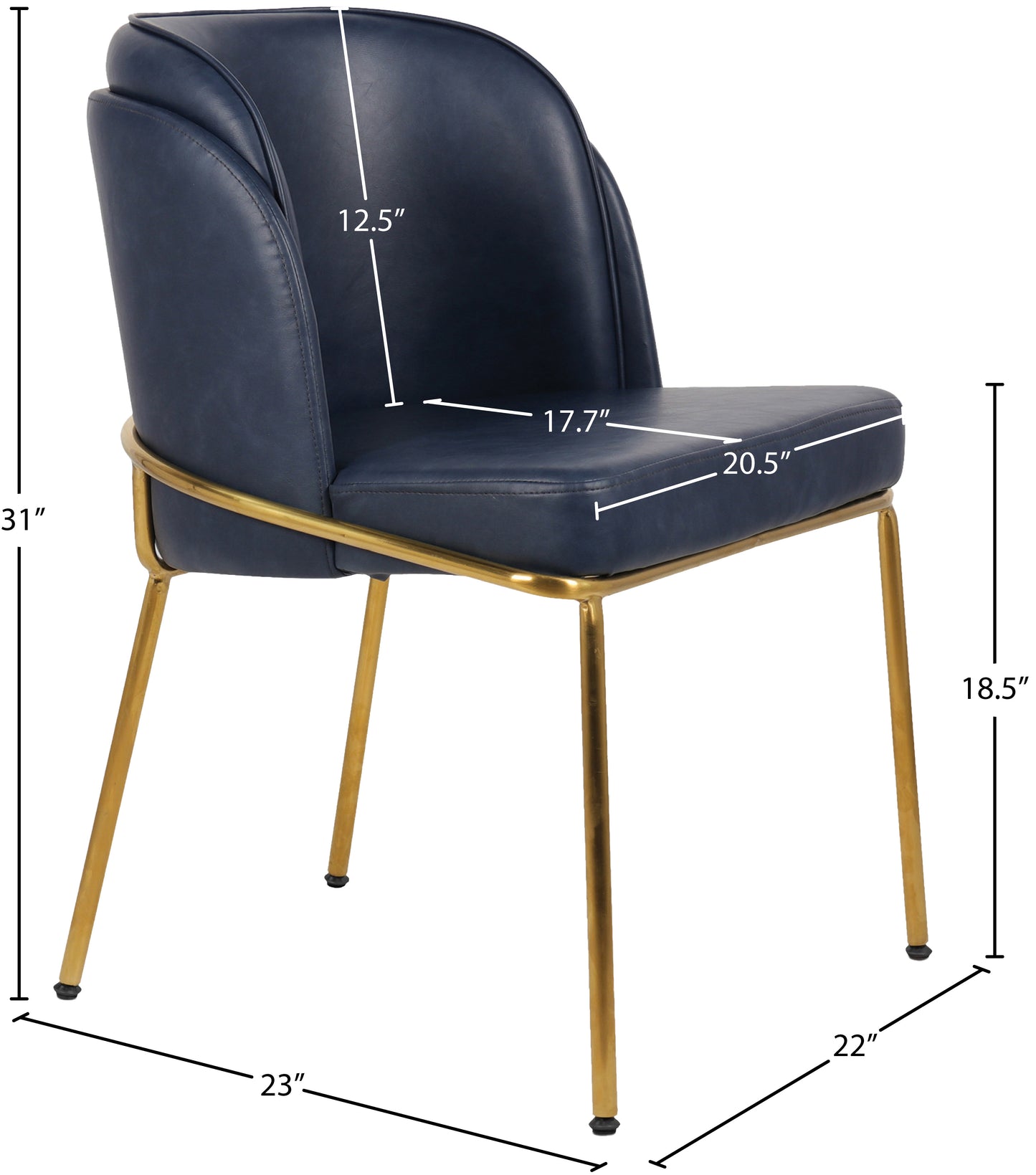 kaya navy vegan leather dining chair