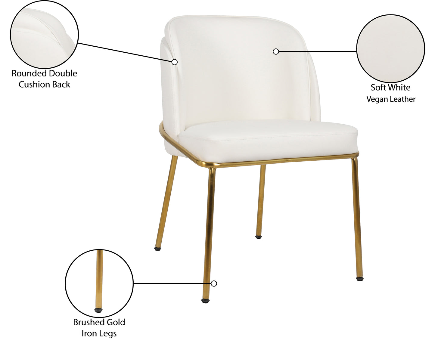 kaya white vegan leather dining chair