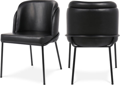 Urban Black Vegan Leather Upholstered Dining Chair, 2-Piece (Style 2)