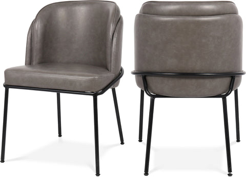 Urban Grey Vegan Leather Upholstered Dining Chair, 2-Piece