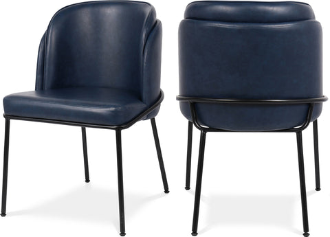 Urban Navy Vegan Leather Upholstered Dining Chair, 2-Piece (Style 2)