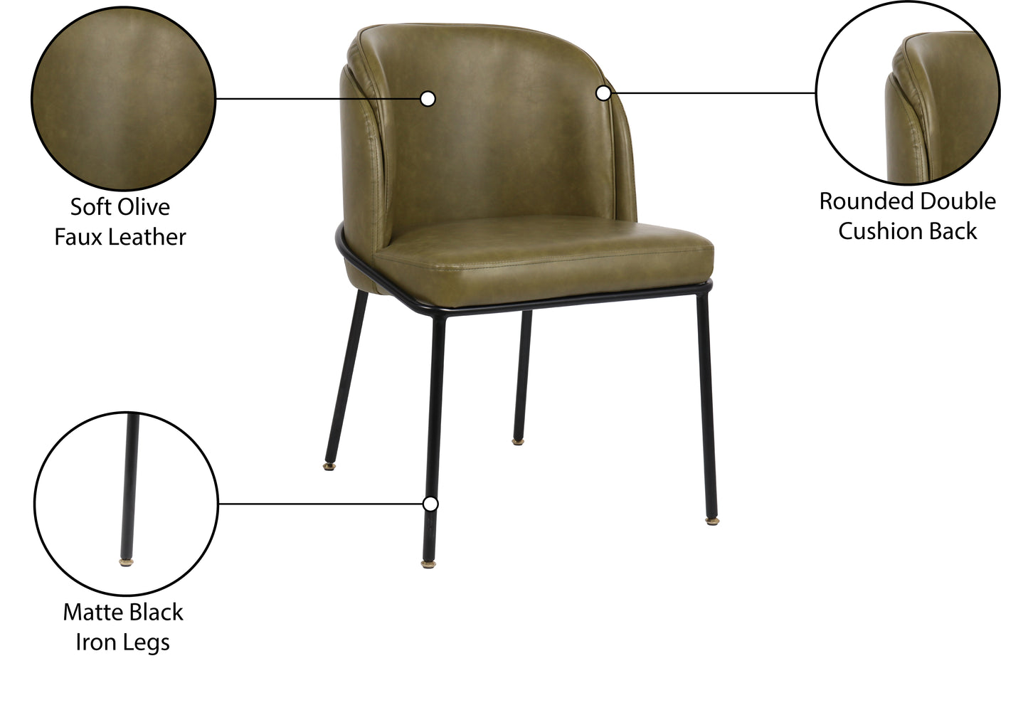 reflection olive faux leather dining chair c