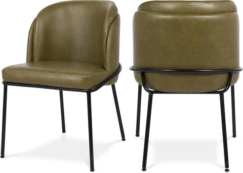 Urban Olive Vegan Leather Upholstered Dining Chair, 2-Piece