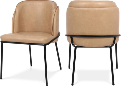 Urban Tan Vegan Leather Upholstered Dining Chair, 2-Piece