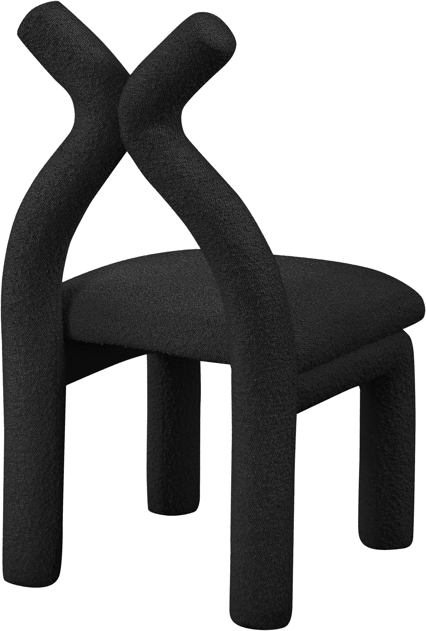 hexagon black boucle fabric accent/dining chair c