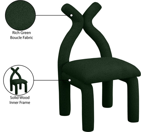 Giselle Green Boucle Fabric Upholstered Accent / Dining Chair, 1 Piece