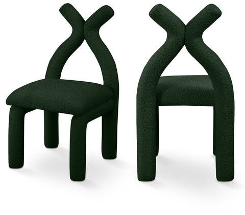 Giselle Green Boucle Fabric Upholstered Accent / Dining Chair, 1 Piece