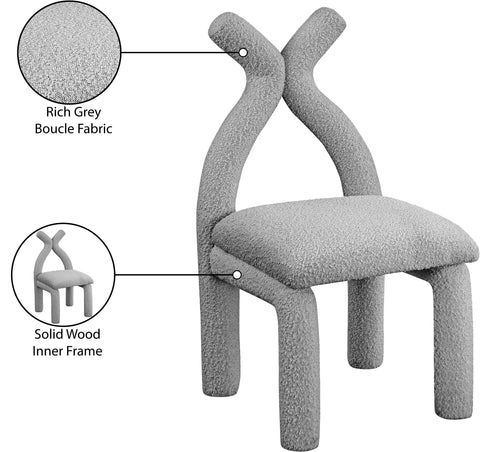 Giselle Grey Boucle Fabric Upholstered Accent / Dining Chair, 1 Piece