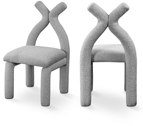 Giselle Grey Boucle Fabric Upholstered Accent / Dining Chair, 1 Piece