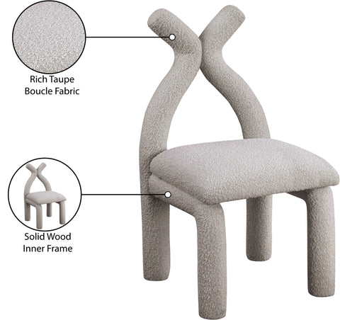 Giselle Taupe Boucle Fabric Upholstered Accent / Dining Chair, 1 Piece