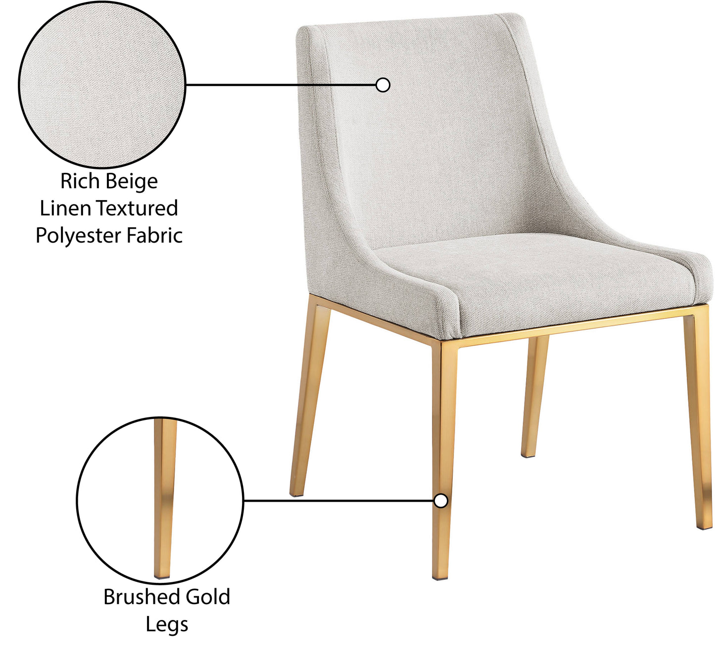 beekman beige linen textured polyester fabric dining chair c