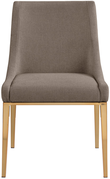 Beekman Brown Linen Textured Polyester Fabric Dining Chair C