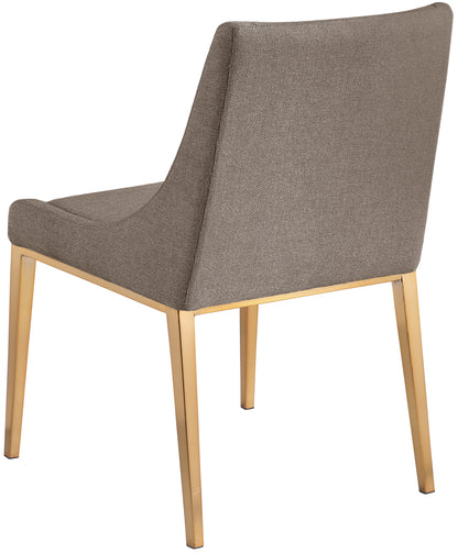 Beekman Brown Linen Textured Polyester Fabric Dining Chair C