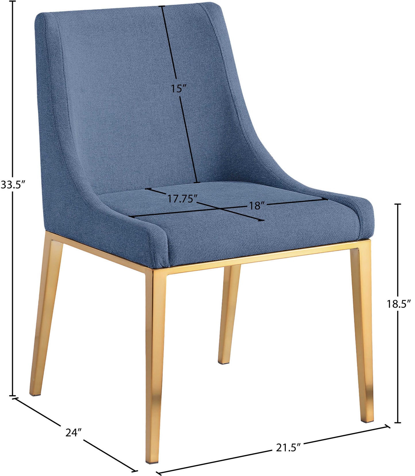 beekman navy linen textured polyester fabric dining chair c