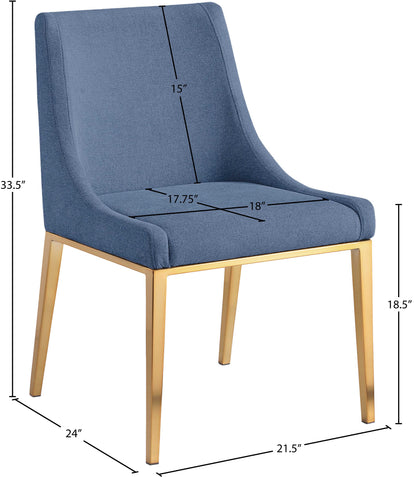 Beekman Navy Linen Textured Polyester Fabric Dining Chair C