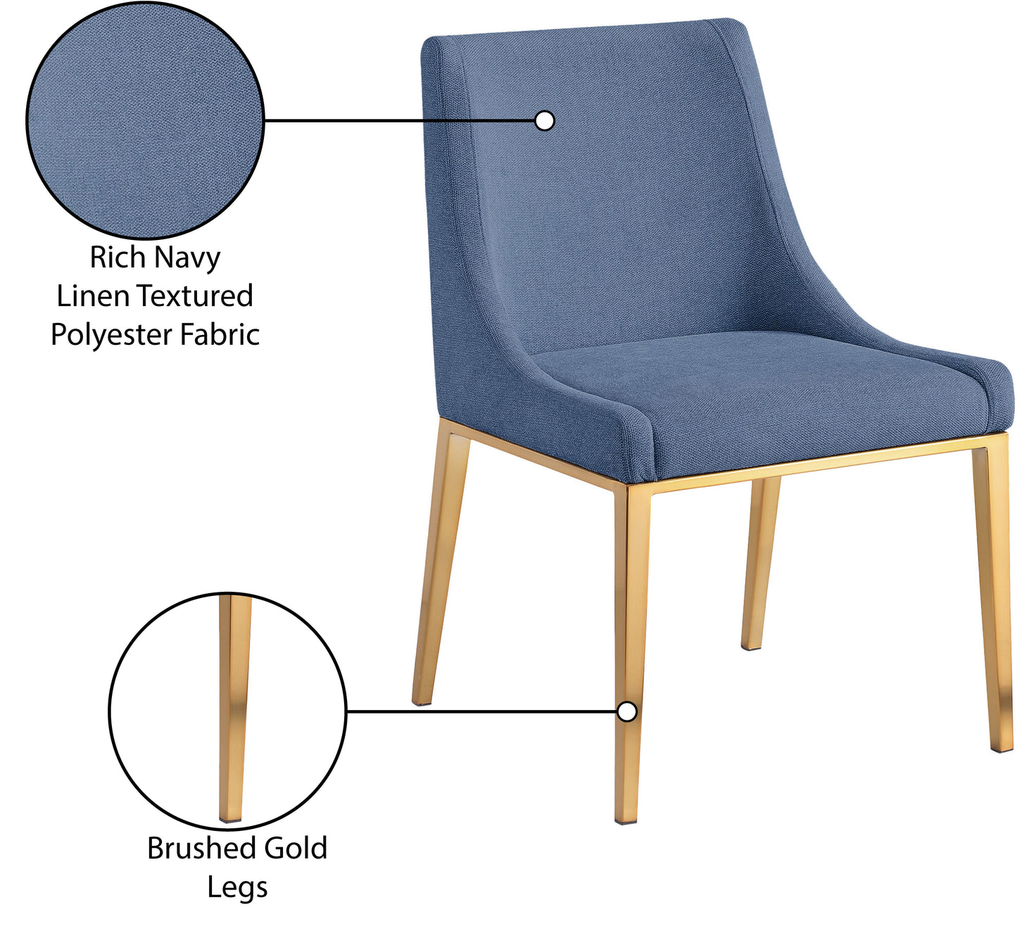 beekman navy linen textured polyester fabric dining chair c