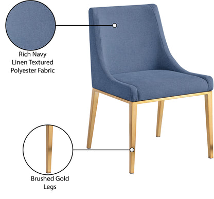 Beekman Navy Linen Textured Polyester Fabric Dining Chair C