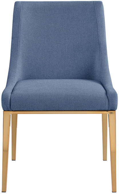 Beekman Navy Linen Textured Polyester Fabric Dining Chair C