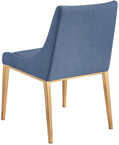 Beekman Navy Linen Textured Polyester Fabric Dining Chair C