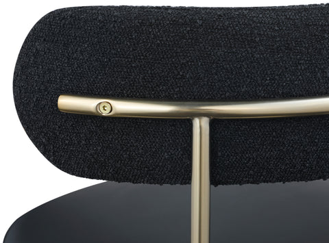 Cylinder Black Faux Leather and Boucle Fabric Dining Chair C