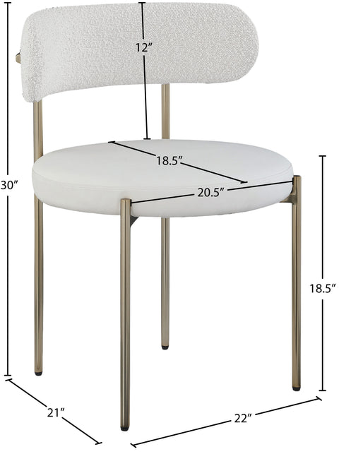Cylinder Cream Faux Leather and Boucle Fabric Dining Chair C