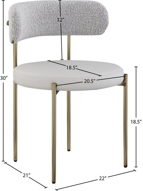 Cylinder Taupe Faux Leather and Boucle Fabric Dining Chair C