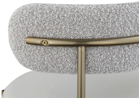 Cylinder Taupe Faux Leather and Boucle Fabric Dining Chair C