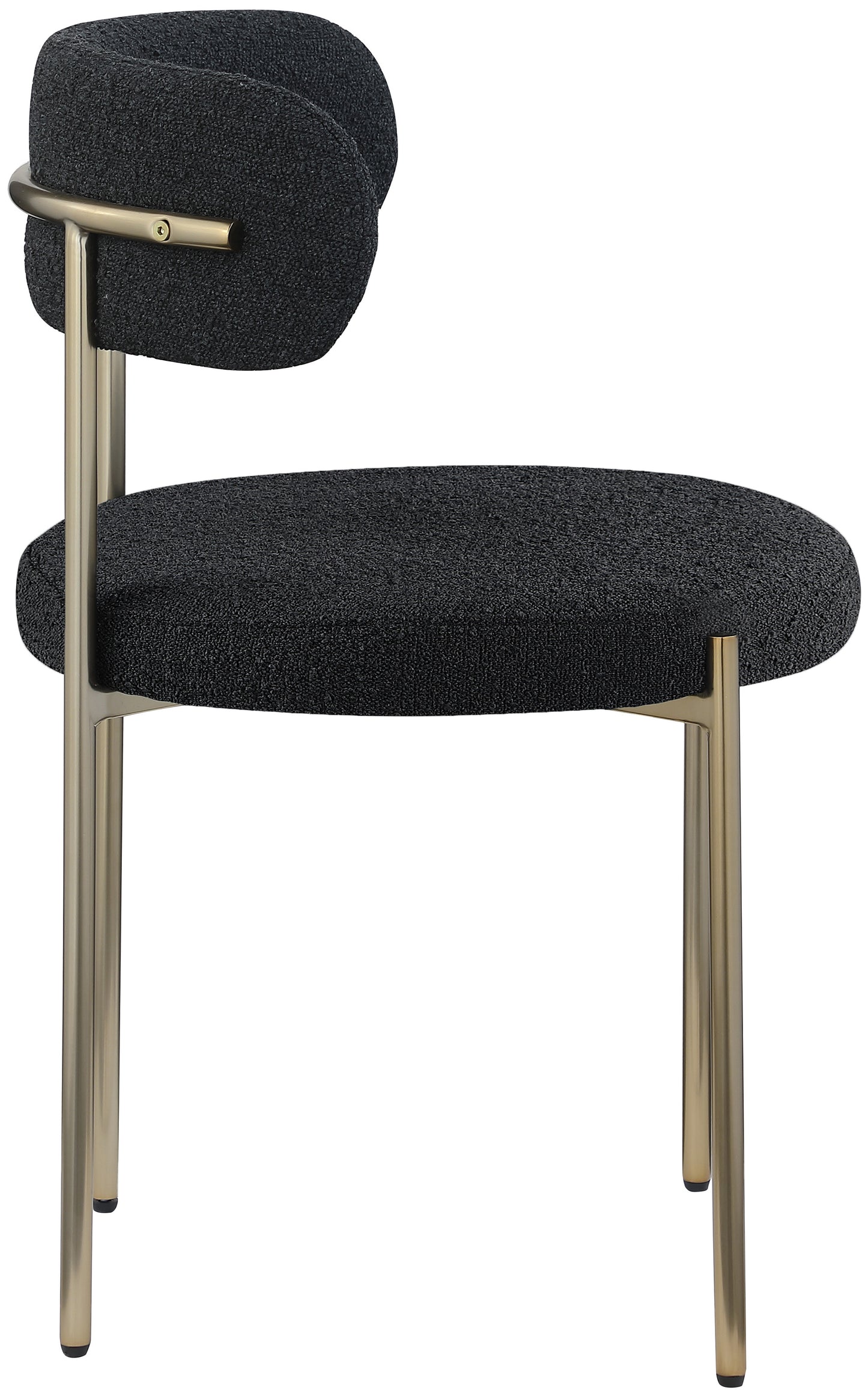 cylinder black boucle fabric dining chair c